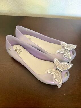 Mel by Melissa Jelly Flats Lilac Butterfly Bow Toddler Size 1